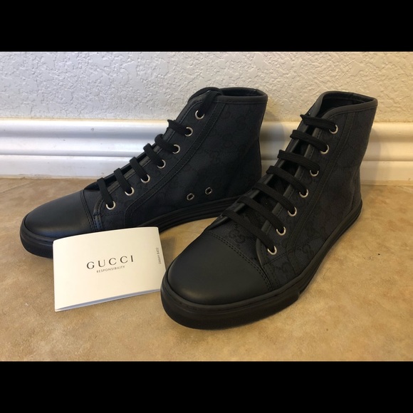 Gucci Shoes - Womens Canvas High-Top Black Gucci Sneakers Size 8